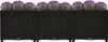 A row of three dark brown planters filled with purple flowers and green foliage, set against a white background. Náhľad obrázku produktu
