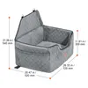A grey pet car seat with dimensions indicated by dashed lines and text. Náhľad obrázku produktu