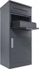 A dark gray parcel mailbox with a drawer extended. Náhled obrázku produktu