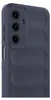 A close-up side view of a dark blue phone case with a textured grip pattern. Produktbild-Vorschau