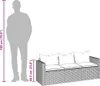vidaXL Gartensofa, Poly Rattan, 3-Sitzer, mit Kissen, Produktbild-Vorschau 8