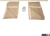 Two folded fabric sunshades with wooden frames and a bag of hardware are laid out on a white background. Podgląd zdjęcia produktu
