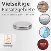 A single round magnet is shown on a light gray and white background, with various application examples illustrated in circles on the right side. Anteprima dell’immagine prodotto