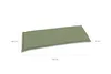 A green bench cushion is shown on a white background with dimensions indicated. Produktbild-Vorschau