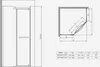 Technical drawings and a size chart for a shower cabin. Produktbild-Vorschau