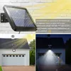 Collage showing a solar-powered light, its installation on a wall, and its use at night in front of a garage. Produktbild-Vorschau