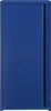A blue metal cabinet with a single door and two shelves. Voir les images du produit