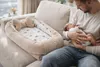 BABYNEST SET 5 tlg. BEIGE Samt Velour/ Igel Braun Baumwolle Nestchen Produktbild-Vorschau