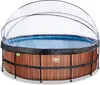 A round wooden pool with a clear dome cover. Produktbild-Vorschau
