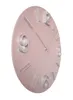A close-up, angled view of a pink wall clock with white raised numbers and hour markers against a white background. Produktbild-Vorschau