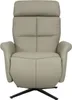 A studio shot of a gray leather recliner chair with a swivel base. Produktbild-Vorschau