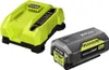 A Ryobi battery charger and a Ryobi battery are shown on a white background. Anteprima dell’immagine prodotto