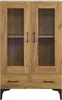 A freestanding wooden cabinet with glass doors and a drawer. Anteprima dell’immagine prodotto