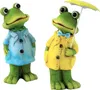2 Stück Frosch Figuren im Regenmantel mit Schirm 20 cm Produktbild-Vorschau 1