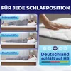 A collage of images showing different sleeping positions and a close-up of a mattress, with marketing text. Produktbild-Vorschau