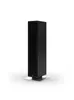 A black tower heater with a silver base is shown on a white background. Náhľad obrázku produktu