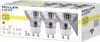 The image shows the retail packaging for a set of Müller Licht Retro LED GU10 bulbs. Voir les images du produit