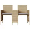 Gartensofa 2-Sitzer mit Tisch und Hockern Beige Poly Rattan Produktbild-Vorschau 5