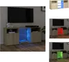 A collage of images showing a TV stand with LED lighting in different colors. Náhled obrázku produktu