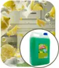 A collage showing lemons and soap suds on one side, and a large green bottle of dish soap on the other. Náhled obrázku produktu