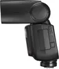 A side view of a black camera flash unit against a white background. Podgląd zdjęcia produktu