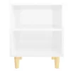 A white two-shelf cabinet with wooden legs on a white background. Produktbild-Vorschau