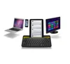 A collection of electronic devices including a laptop, smartphone, tablet, and monitor, arranged around a keyboard. Produktbild-Vorschau