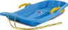 A blue plastic sled with yellow handles and a rope, shown on a white background. Anteprima dell’immagine prodotto
