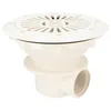 A white pool drain with a threaded pipe connection. Produktbild-Vorschau