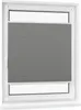 A gray pleated blind is installed in a white window frame. Produktbild-Vorschau