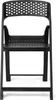 A black folding chair is shown from the front against a white background. Produktbild-Vorschau