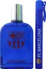 A blue Eau de Toilette bottle and a smaller blue spray bottle, both featuring the FC Barcelona logo, are displayed against a white background. Podgląd zdjęcia produktu
