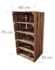 A wooden crate shelf unit with dimensions indicated by measurement lines and text. Náhled obrázku produktu