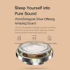 A close-up diagram of an earphone driver, with marketing text describing its sound quality. Náhľad obrázku produktu