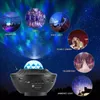 A collage of images showing a galaxy projector in different settings, including relaxation, party, night light, starlit dinner, celebration, and ambiance light. Produktbild-Vorschau