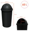 A black trash can with dimensions and capacity indicated. Produktbild-Vorschau