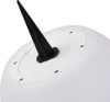 A close-up view of the bottom of a white, spherical solar garden light, showing the black ground stake attached. Produktbild-Vorschau