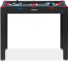 A black air hockey table with red and blue accents, shown from a front-facing angle on a white background. Produktbild-Vorschau