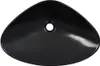 A top-down view of a black ceramic sink with a drain hole in the center. Náhled obrázku produktu