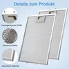 Close-up marketing image showing details of two aluminum grease filters for a range hood. Produktbild-Vorschau