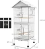 PawHut Volière cage à oiseaux sur roulettes design maison Voir les images du produit 5