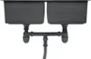 Underside view of a double kitchen sink with plumbing. Náhľad obrázku produktu