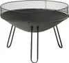 A black metal fire pit with a mesh screen on a white background. Náhľad obrázku produktu