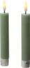 LED Stabkerzen LINA - Rustik-Optik - Echtwachs - 3D Flamme - H: 16cm - Timer - grün - 2er Set Produktbild-Vorschau