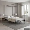 Letto a Baldacchino Nero in Metallo 120x200 cm Anteprima dell’immagine prodotto 2