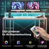COSTWAY počítačový stôl s LED osvetlením, zásuvkami, Náhľad obrázku produktu 6