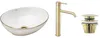 A bathroom sink set including a basin, faucet, and drain assembly, all presented against a white background. Podgląd zdjęcia produktu