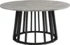 A round coffee table with a concrete-look top and a black metal base. Podgląd zdjęcia produktu