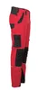 A pair of red and black work pants shown from the side. Produktbild-Vorschau