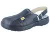 A black Abeba ESD-Sicherheitsschuhe x-light SB Clog is shown against a white background. Produktbild-Vorschau